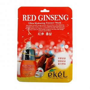 EKEL Маска ткан. с экстр. красн. женьш. RED GINSENG Ultra HydratingEssenceMask,25мл,600шт Арт-270118