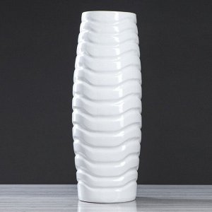 Ваза керамическая "Волна", напольная, белая, 69 см