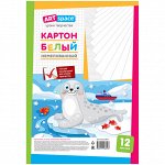 Картон белый A4, ArtSpace, 12л., немелованный, в пакете, &quot;Морской котик&quot;