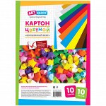 Картон цветной A4, ArtSpace, 10л., 10цв., &quot;Волшебный веер&quot;, мелованный, на заклепке