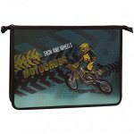 Папка для труда 2 отд., А4, ArtSpace &quot;Motocross&quot;, пластик-картон, конгрев, металл., на молнии