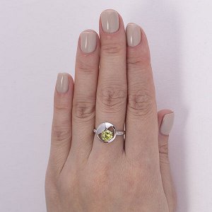 Серебряное кольцо с фианитом желтого цвета - 1212