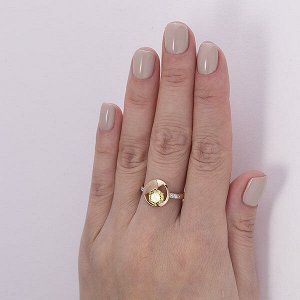 Позолоченное кольцо с фианитом желтого цвета - 1212 - п