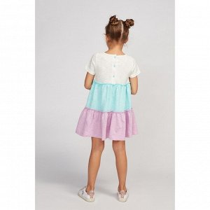 Платье для девочки, цвет молочный/бирюзовый/сиреневый, рост 98 см