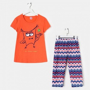 Комплект для девочки (футболка+капри), рост 158-164 см (42), цвет коралл