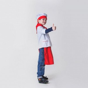Детский карнавальный костюм "Повар", колпак, куртка, фартук, косынка, 4-6 лет, рост 110-122 см