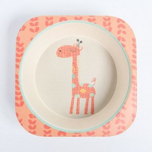 Набор детской бамбуковой посуды «Жираф», тарелка, миска, стакан, приборы, 5 предметов
