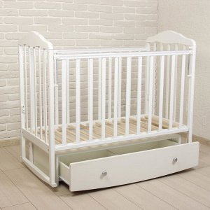 Детская кроватка «Берёзка»с универсальным маятником и ящиком, цвет белый