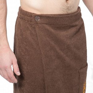 Килт(юбка) мужской махровый, с карманом, 70х150 коричневый