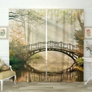 Фотошторы «Туманный мост», размер 150х260 см-2 шт., габардин