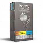 BENOVY Nitrile PC, перчатки нитриловые, голубые, S, 50 пар в упаковке