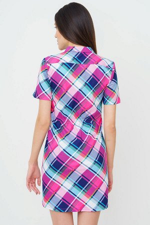 #90164 Платье-рубашка бирюзово-розовый