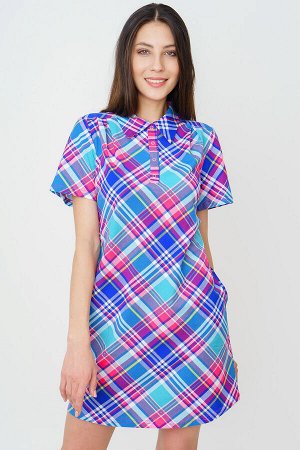 #90167 Платье-рубашка (Binita) розово-голубой