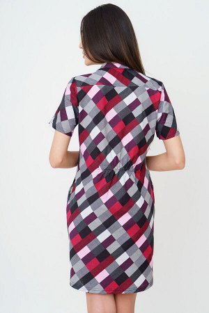 #90166 Платье-рубашка (Binita) черно-бордовый