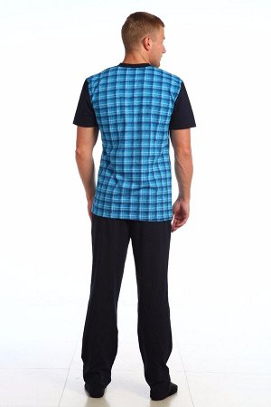 Мужская пижама КУЛИРКА с брюками (Синий)