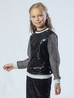 Свитшот прямого силуэта для девочки  Цвет:серебряный/полоска