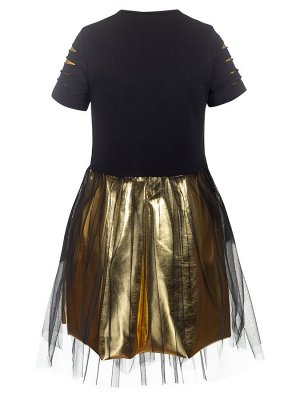 Платье нарядное с двойной юбкой из кулирки с лайкрой, сетки и ткани диско