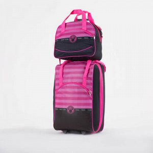 Чемодан мал с сумкой А206ЖК, 52*21*34, отдел на молнии, н/карман, розовый/черный