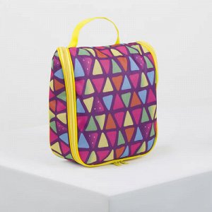 Косметичка-сумка, 20,5*9*23 принт, подклад, "Треугольники цветные"