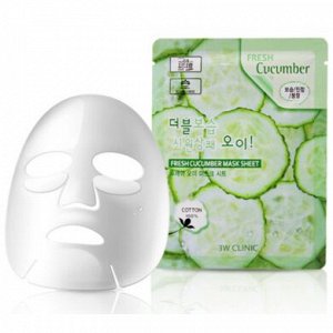 3W CLINIC Тканевая маска для лица с экстрактом огурца Fresh Cucumber Mask Sheet