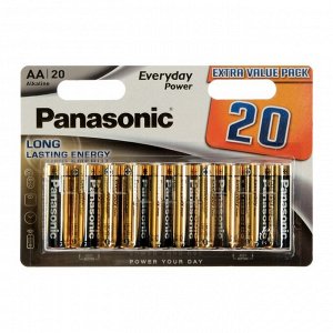 Батарейка алкалиновая Panasonic Everyday Power, AA, LR6-20BL, 1.5В, блистер, 20 шт.