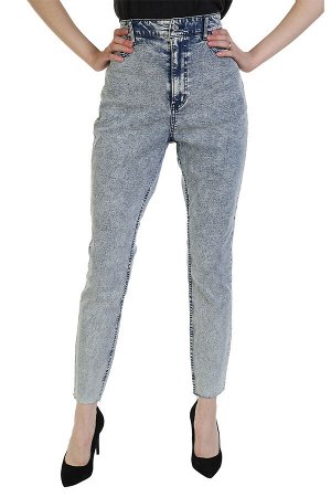 Прямые женские джинсы Denim с высокой посадкой – модный «обрезанный» эффект №284
