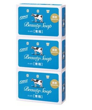 Молочное освежающее туалетное мыло с прохладным ароматом жасмина Beauty Soap синяя упаковка (кусок 130г × 3 шт)