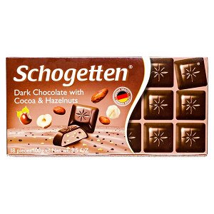 Шоколад SCHOGETTEN Dark Chocolate with Cocoa&Hazelnuts 100 г .
