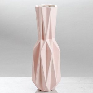 Ваза настольная "Оригами" №2, геометрия, розовая, 31 см , керамика
