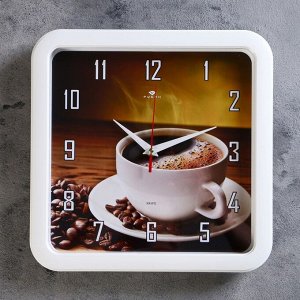 Часы настенные квадратные "Чашка кофе", 30х30 см (рубин)