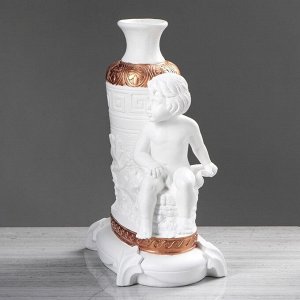 Ваза напольная декоративная "Мальчик с кувшином", гипс, бело-золотистая, 43 см