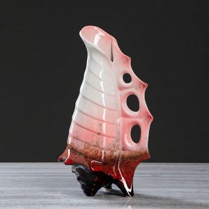 Ваза керамика настольная "Вертикальная ракушка", розовая, 35 см