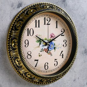 Часы настенные, серия: Цветы, "Изящный букет", дискретный ход, d=30 см, в ассортименте