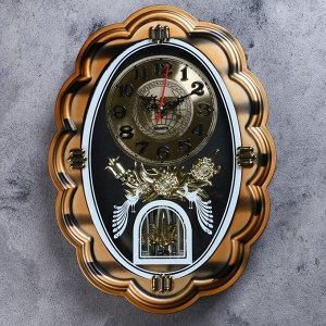 Часы настенные, серия: Маятник, "Павлины", 32 х 24 см