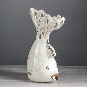 Ваза настольная "Рыбка", белая, 29 см, керамика