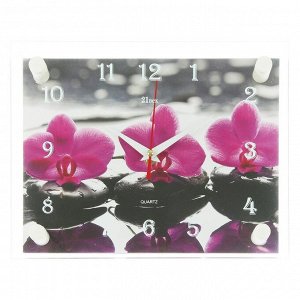 Часы настенные, серия: Цветы, "Цветки на камнях", 20х26  см, микс
