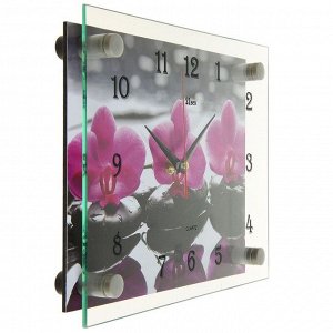 Часы настенные, серия: Цветы, "Цветки на камнях", 20х26  см, микс