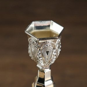 Подсвечник металл на 1 свечу "Узорный" серебро 25х10х9,5 см