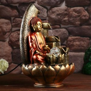 СИМА-ЛЕНД Фонтан настольный от сети, подсветка &quot;Медитация будды&quot; красно-золотой 40х25х25 см
