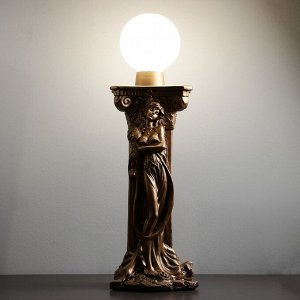 Лампа интерьерная "Девушка у колонны" шар, чёрное золото 90см
