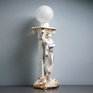 Лампа интерьерная "Девушка у колонны" шар. белое золото 90см