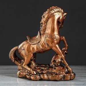 Статуэтка "Конь на дыбах", цвет золотистый, 13х34х36 см