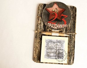 Handmade сувенир Магнит-блокнот для записей на холодильник 23 Февраля Milotto арт.003471