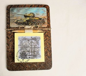 Handmade мужской сувенирный магнит Танк Т-34 с блоком для записей Milotto арт.003495