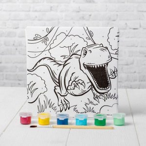 Картина по номерам «Динозавр в джунглях» 15?15 см