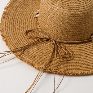 Шляпа женская MINAKU "Морская", размер 56-58, цвет бежевый