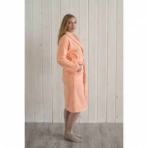 Халат женский, шалька, размер 64, цвет персиковый, махра