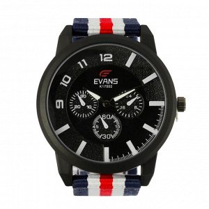 Часы наручные мужские "Evans" d=4.5 см, текстильный ремешок, микс