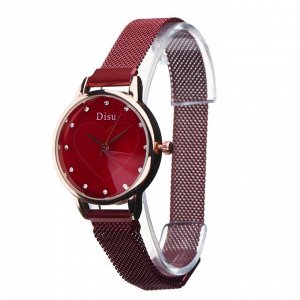 Часы наручные женские "Артенья", d=3.5 см, магнитный ремешок, красный