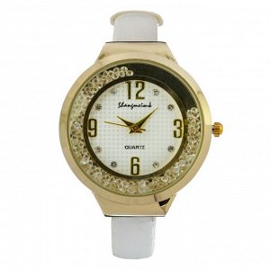 Часы наручные женские "Shengmeimk", ремешок из экокожи, бежевые, микс
